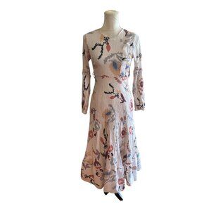 Vintage 90s Floral Print Maxi Dress Ruffle & Empire Waist Tiered Fairy Modest